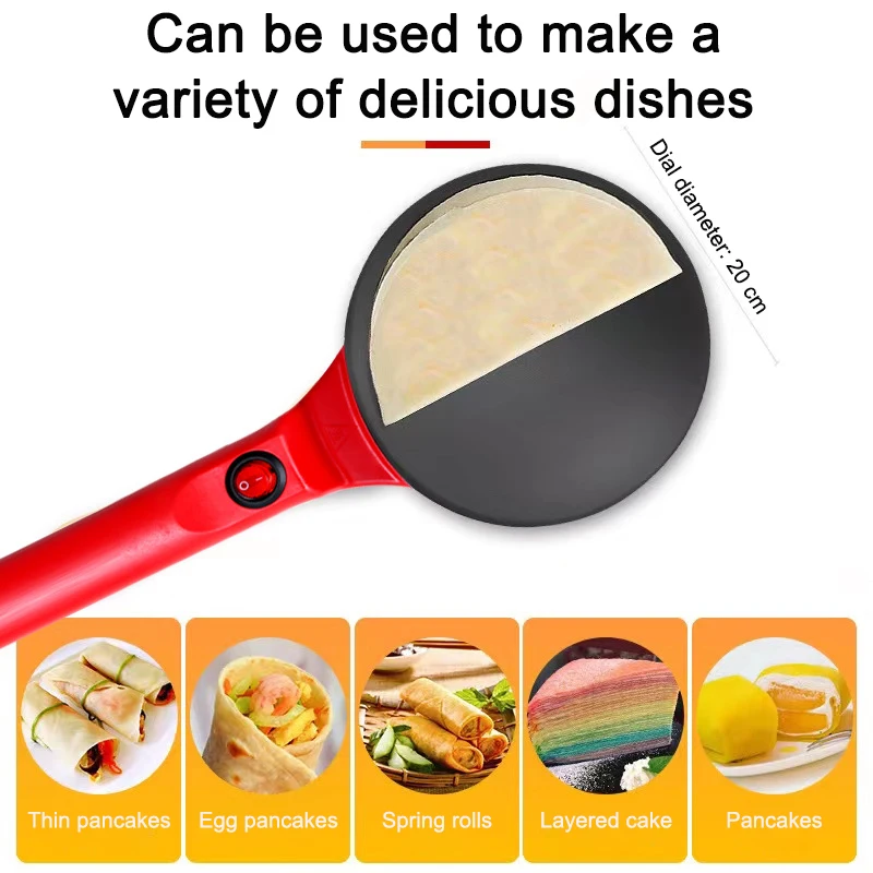 Electric Crepe Maker Long Handle Non-stick Pizza Pancake Baking Pan Spring Roll Cake Griddle Rice Wrap Cooking Plate Household thumbnail 3