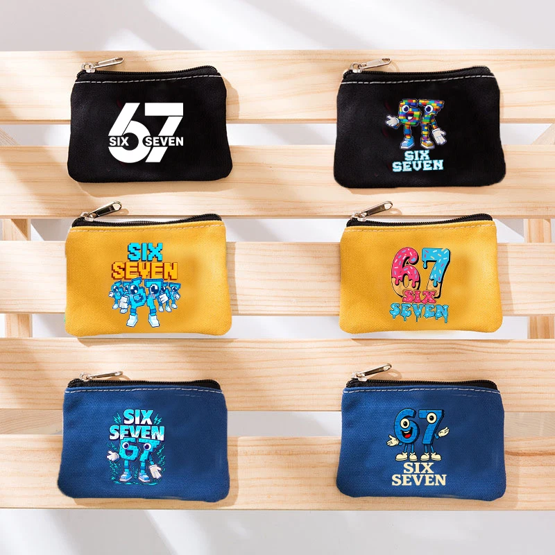 Steal A Brainrot Coin Purse 67 Six Seven Cartoon Anime Zipper Wallets Fashion Keychain Storage Bag Cute Small Square Pouch Gift