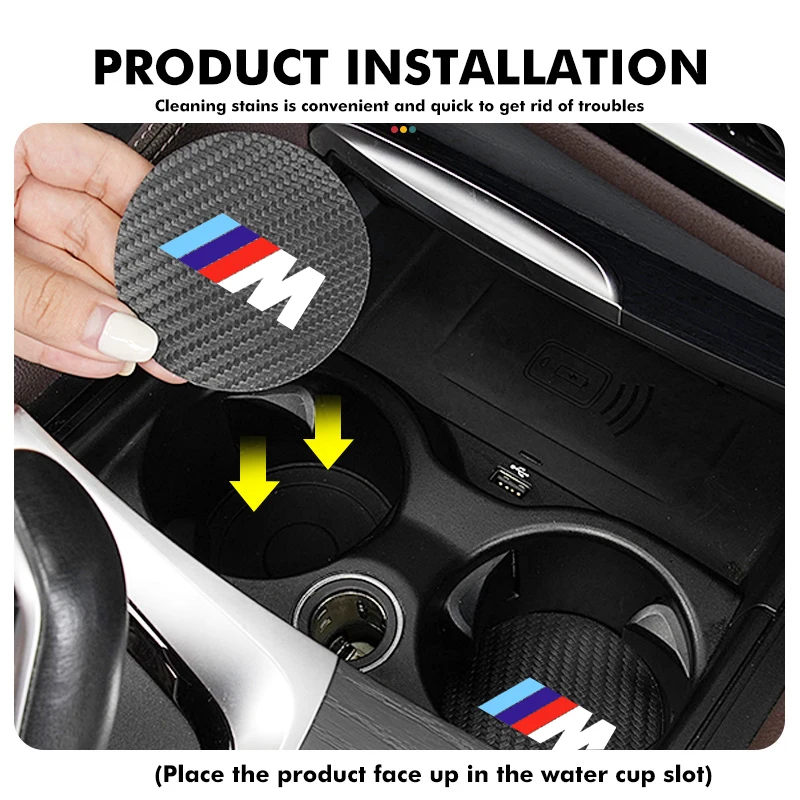 2pcs Car Coaster Carbon Water Cup Slot Non-Slip Pad Bottle Mat For BMW 1 3 5 7 Series M F01 F20 F10 F13 E52 E53 E60 E93 thumbnail 2