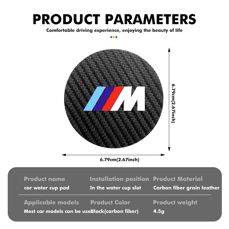2pcs Car Coaster Carbon Water Cup Slot Non-Slip Pad Bottle Mat For BMW 1 3 5 7 Series M F01 F20 F10 F13 E52 E53 E60 E93 thumbnail 6