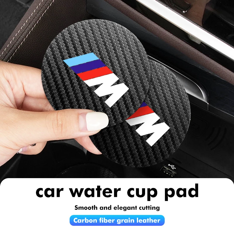 2pcs Car Coaster Carbon Water Cup Slot Non-Slip Pad Bottle Mat For BMW 1 3 5 7 Series M F01 F20 F10 F13 E52 E53 E60 E93 thumbnail 3