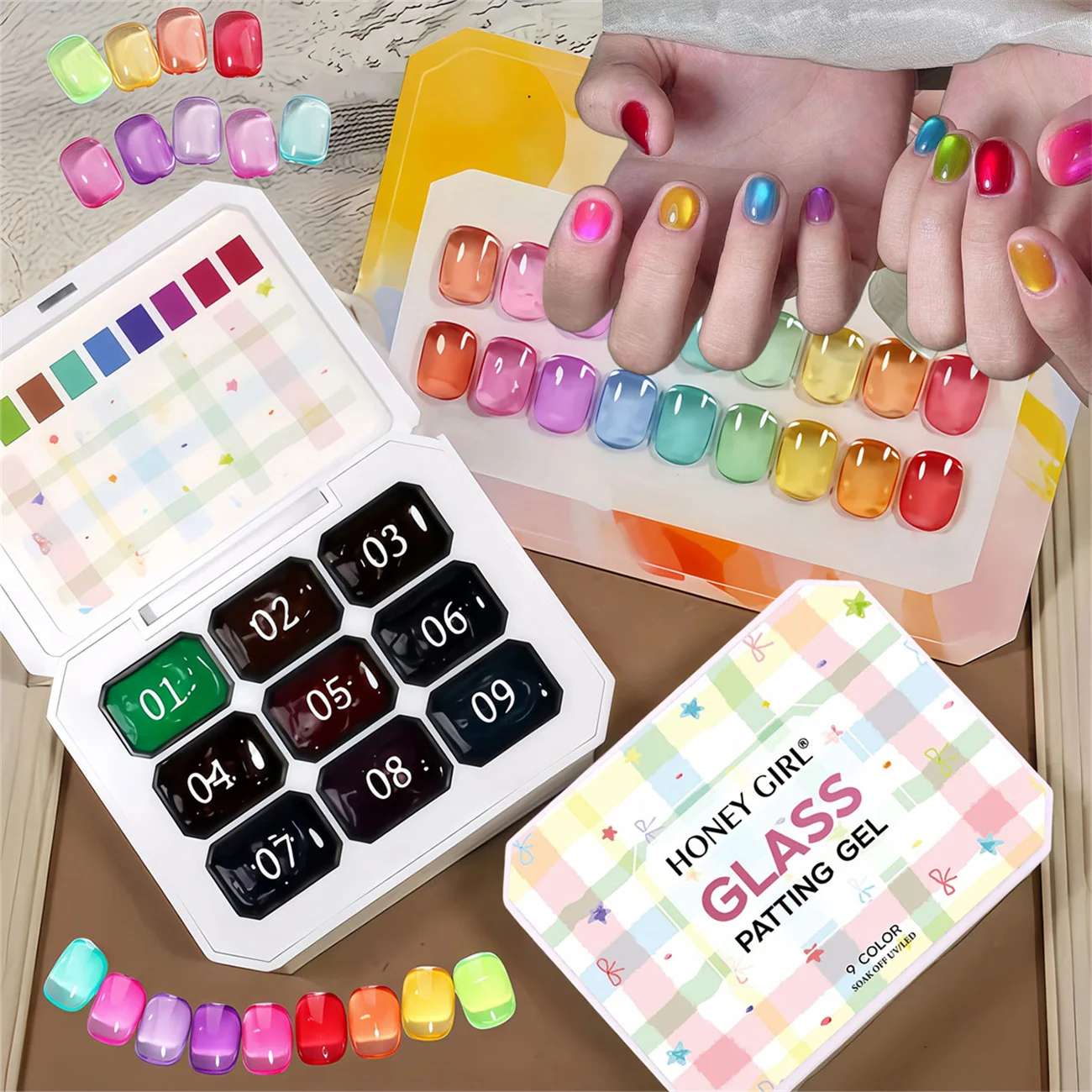 1pc Candy Jelly Color Solid Glass Patting gel Amber Glue Brown Red Japanese Style Glue Transparent Jelly nail polish UV&LED