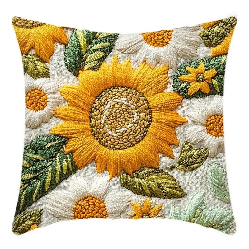 1pcs 45cm 3D Sunflowers Cushion Pillow Cover Elegant Home Sofa Decoration Cushions Cover Pillowcase thumbnail 2