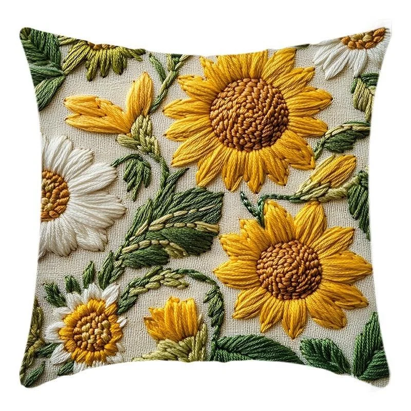 1pcs 45cm 3D Sunflowers Cushion Pillow Cover Elegant Home Sofa Decoration Cushions Cover Pillowcase thumbnail 6