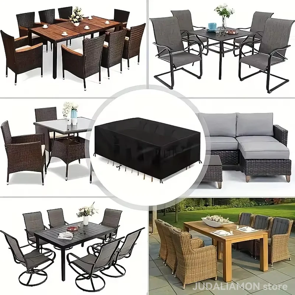 Garden Furniture Cover Waterproof And Windproof Uv 210D Oxford Cloth Protective Cover For Garden Table thumbnail 5