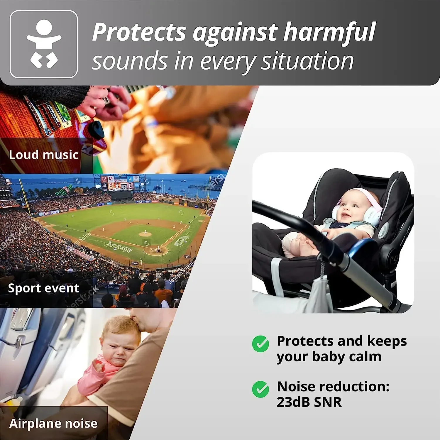 Baby Ear Protection for Babies and Toddlers Noise Reduction Earmuffs Baby Headphones Against Hearing Damage Improves Sleep thumbnail 6