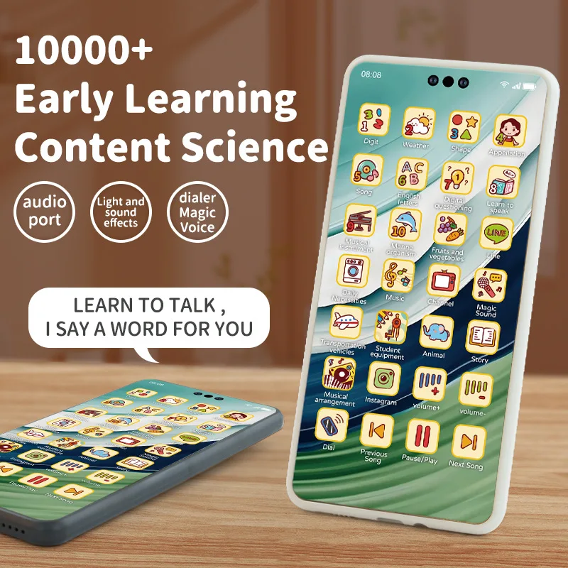 Kids Smart Simulation Phone Toy Rechargeable Touchscreen Early Education Learning Machine Light Music Educational Toy thumbnail 2