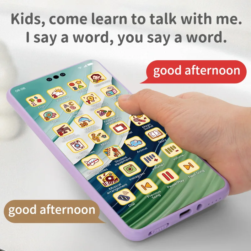 Kids Smart Simulation Phone Toy Rechargeable Touchscreen Early Education Learning Machine Light Music Educational Toy thumbnail 4