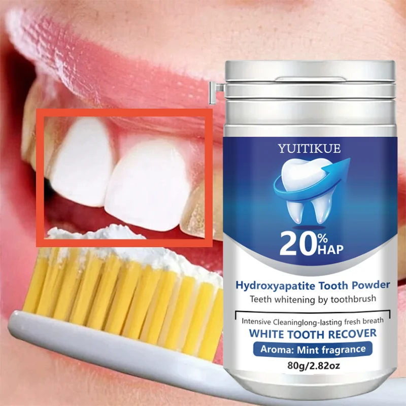 20% Hydroxyapatite Tooth Powder for Teeth Whitening & Enamel Repair, Deep Cleaning, Fresh Breath, 80g thumbnail 2