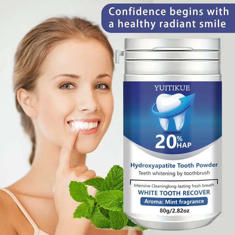 20% Hydroxyapatite Tooth Powder for Teeth Whitening & Enamel Repair, Deep Cleaning, Fresh Breath, 80g thumbnail 4