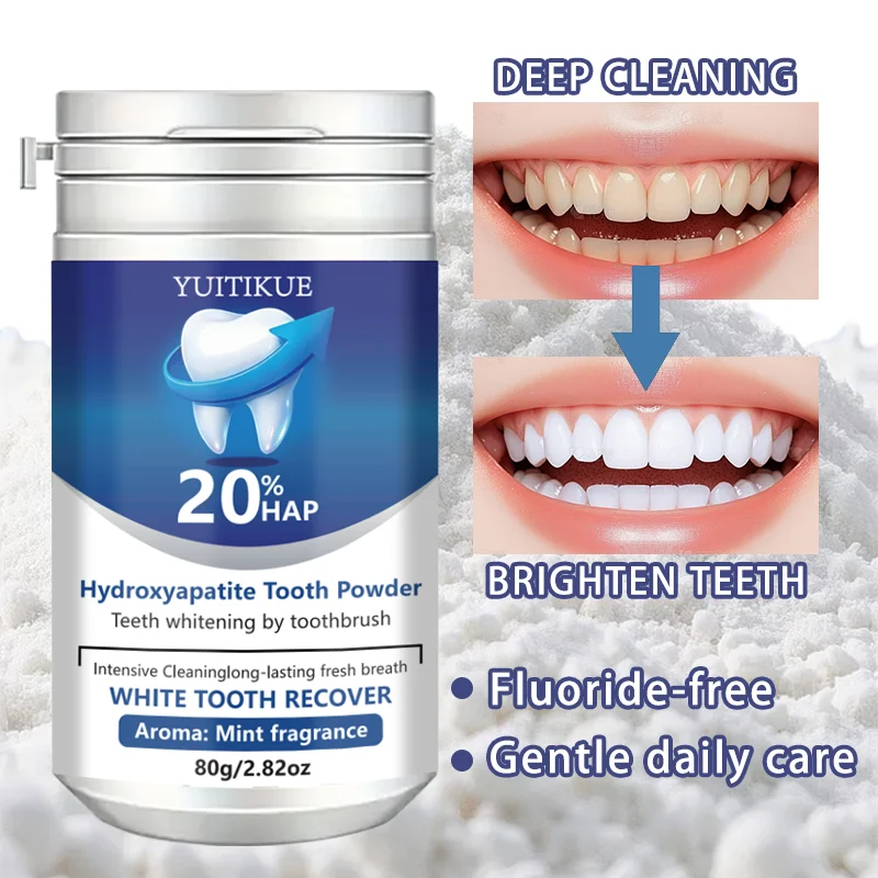 20% Hydroxyapatite Tooth Powder for Teeth Whitening & Enamel Repair, Deep Cleaning, Fresh Breath, 80g thumbnail 5