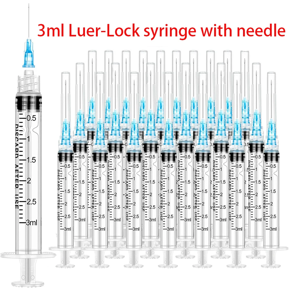 100Pcs 3ml Disposable Luer Lock Syringes, Suitable for Pets and Farm Animals, Industrial Use, Laboratory Dispensing, and Manual Applications