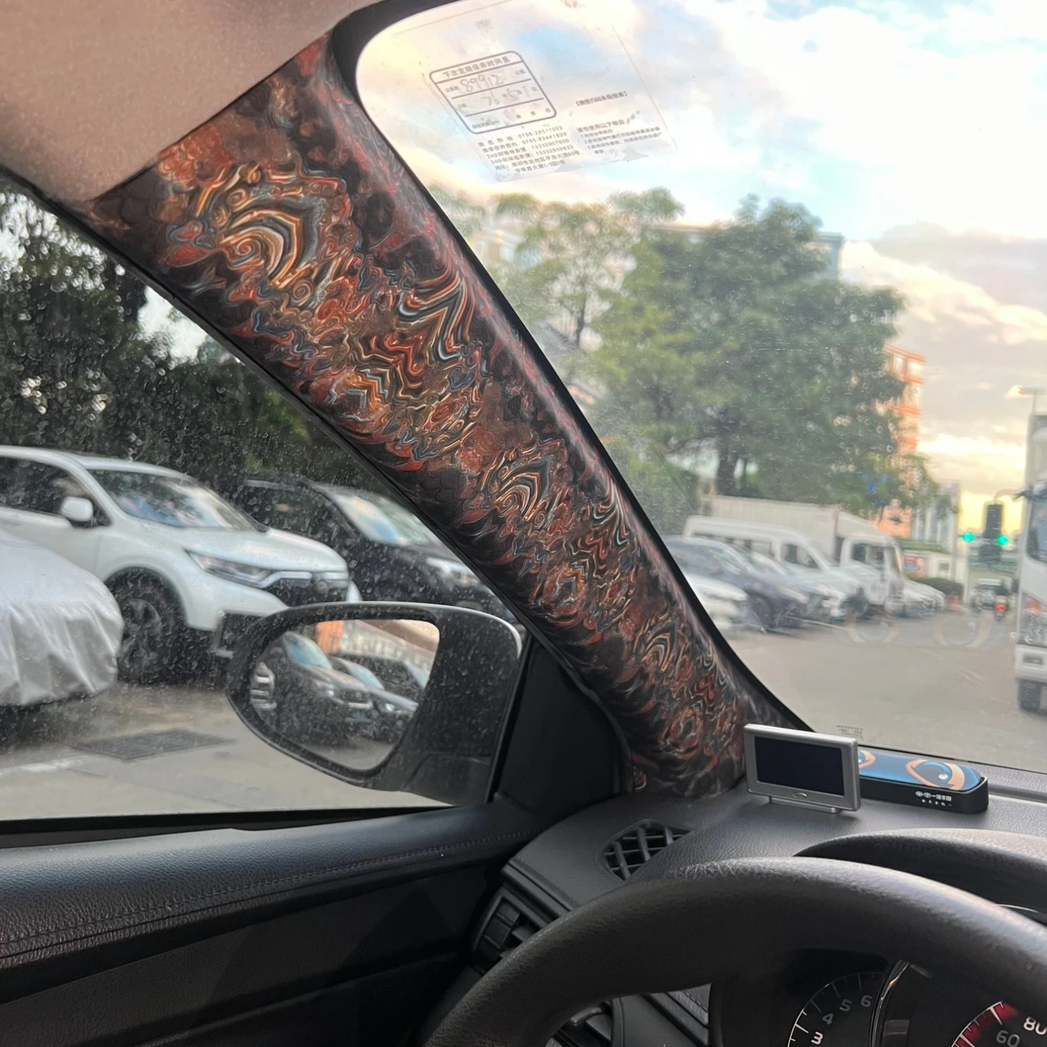1 Roll Car Interior Modification Self Adhesive Fabric JDM Style Decorative Stickers Universal A Pillar Car Decals 28x160cm thumbnail 6
