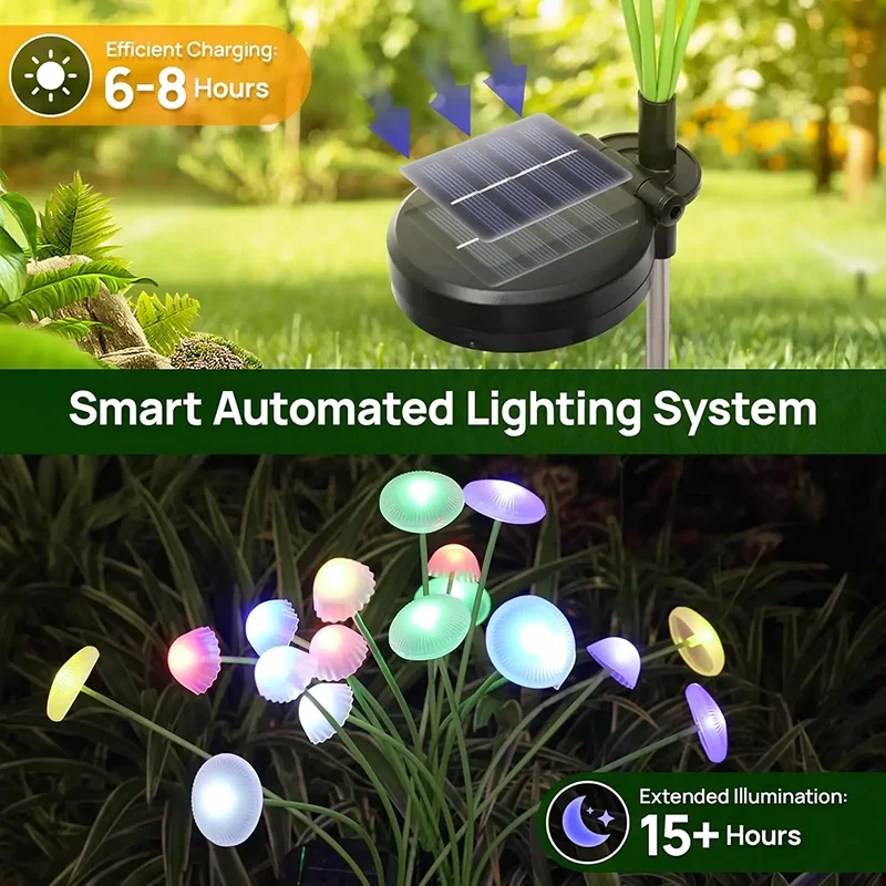 Solar Garden Lights Dual Mode LED Solar Mushroom Lights Waterproof Decor Yard Patio Pathway Jellyfish for Garden Ambiance thumbnail 5