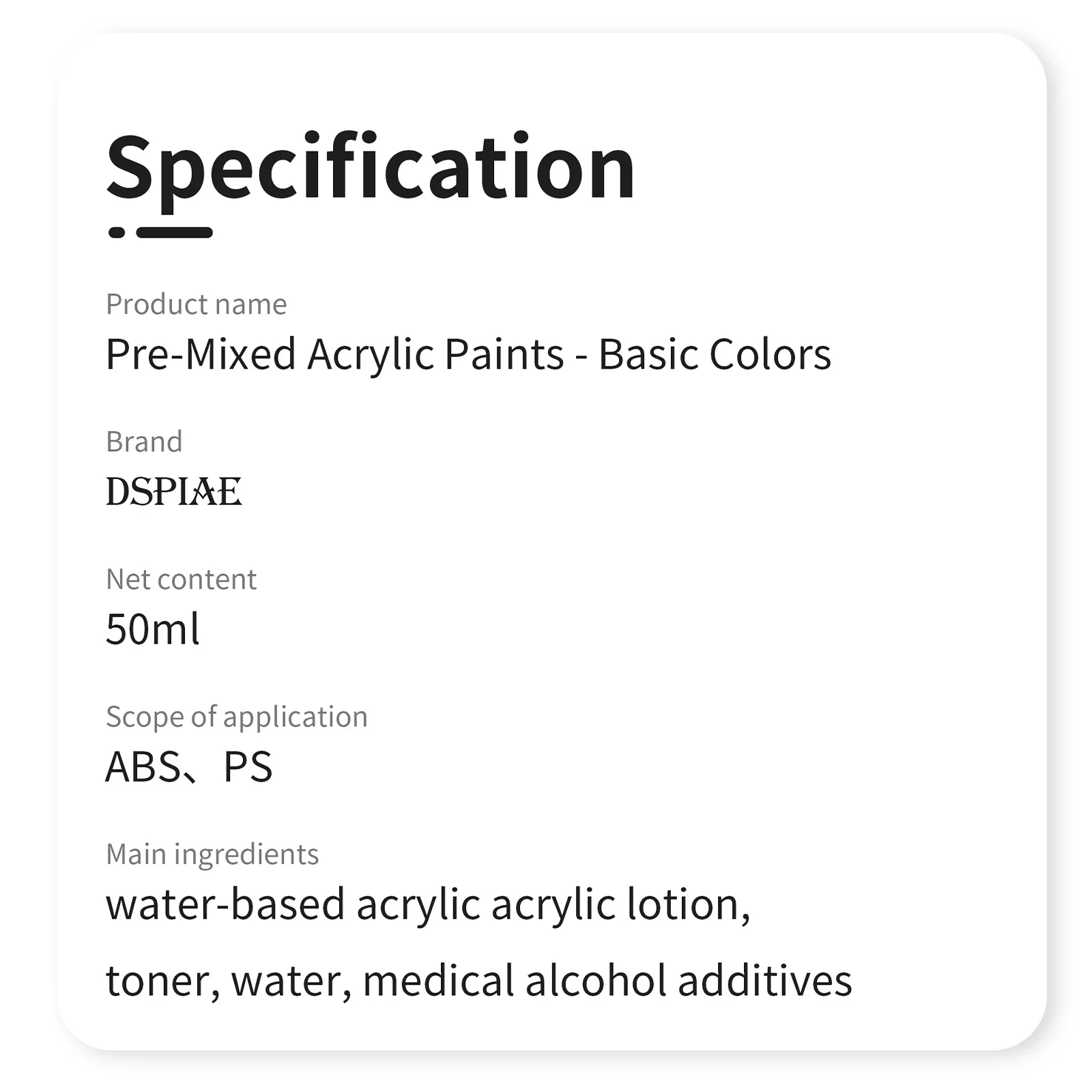 DSPIAE XG Series Pre Mixed Water Based Paint Basic Color Master Spray Painting Hand Painted Model Kit Pigment for Hobby DIY 50ML thumbnail 6