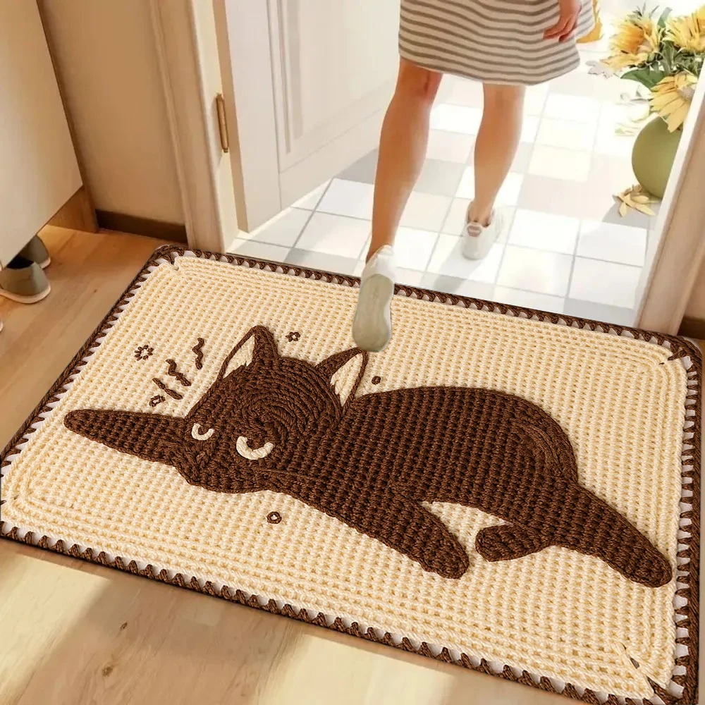 Cute Cartoon Cat Pattern Carpet Mat Rug Soft Non Slip Floor Mat for Living Room Bedroom Home Decoration Floor Mat Welcome Mat