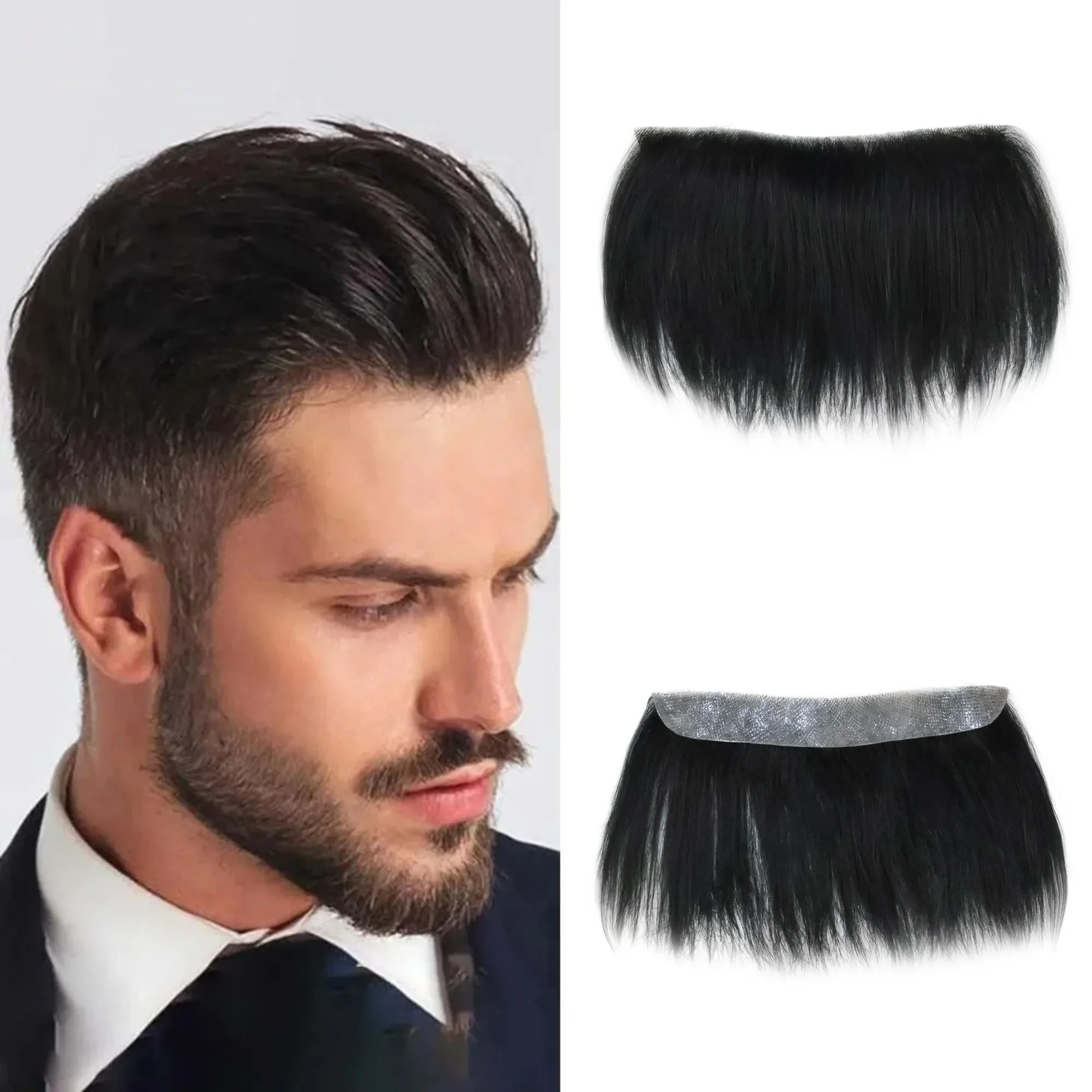 Men Forehead Hairline Toupee 100% Human Hair Skin PU Man Frontal Hairpieces for Receding Natural Hairline Replacemen Systems