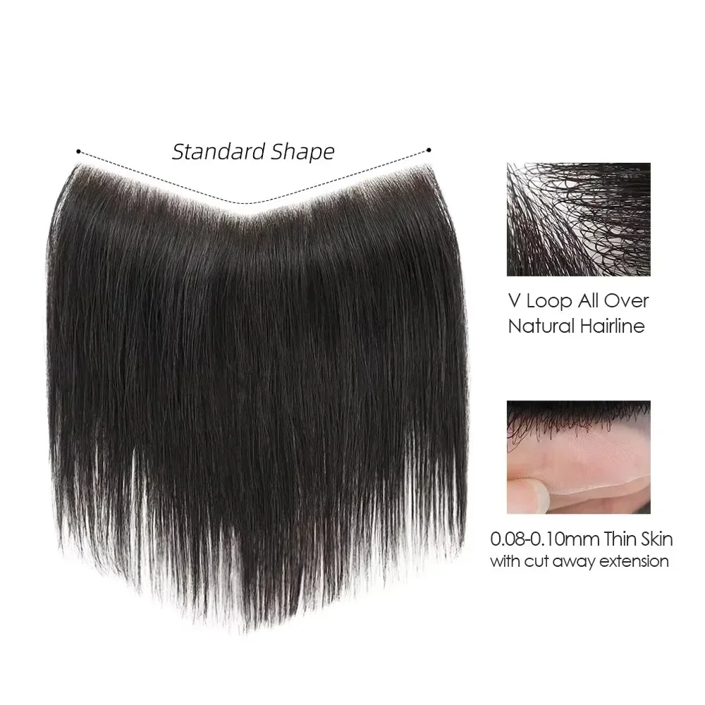 Men Forehead Hairline Toupee 100% Human Hair Skin PU Man Frontal Hairpieces for Receding Natural Hairline Replacemen Systems thumbnail 5