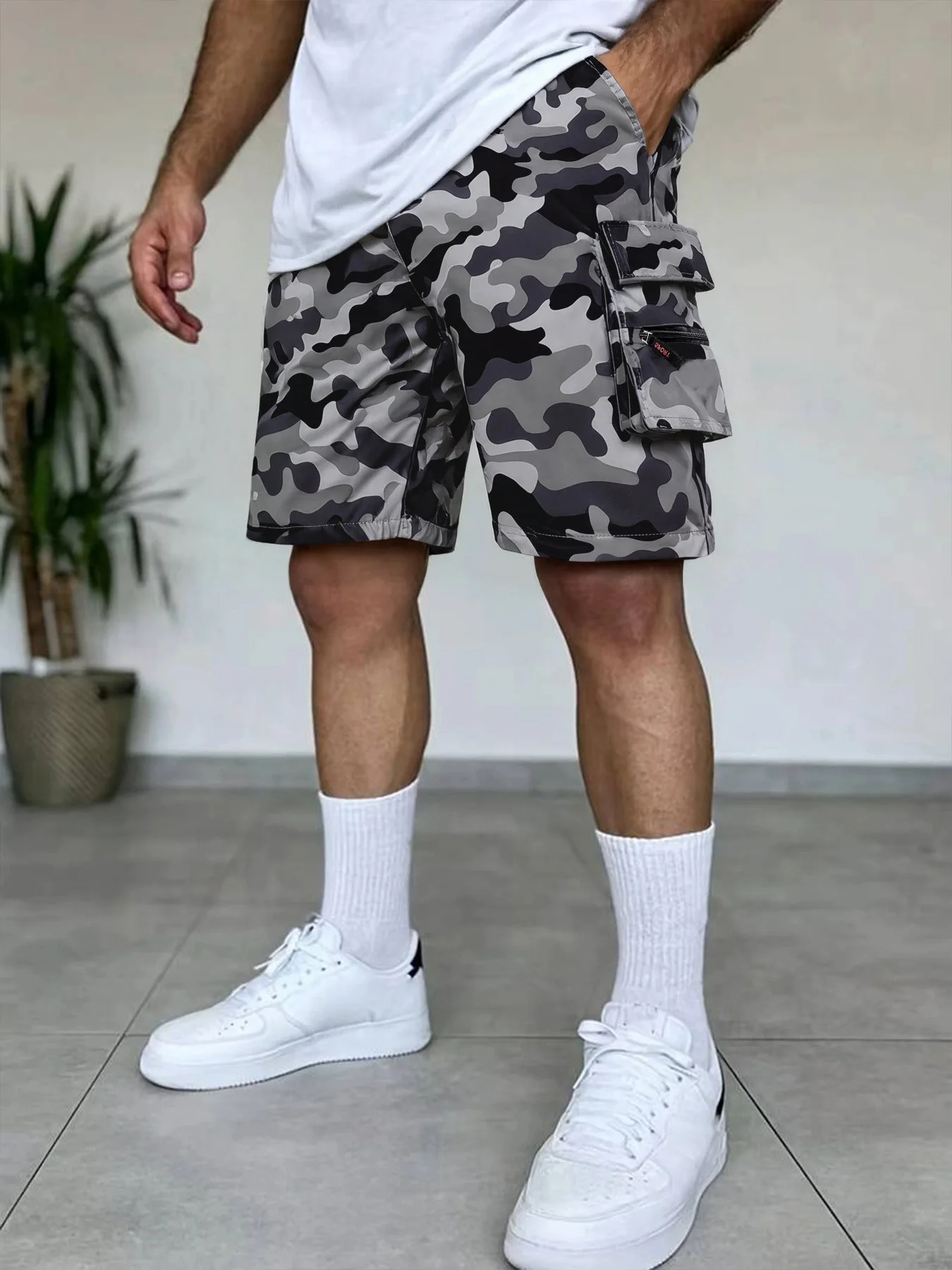 Summer Men's Cargo Shorts Loose Casual Elastic Waist Outdoor Jogging Tactical Shorts Multi-pockets Male Work Hiking Short Pants thumbnail 2