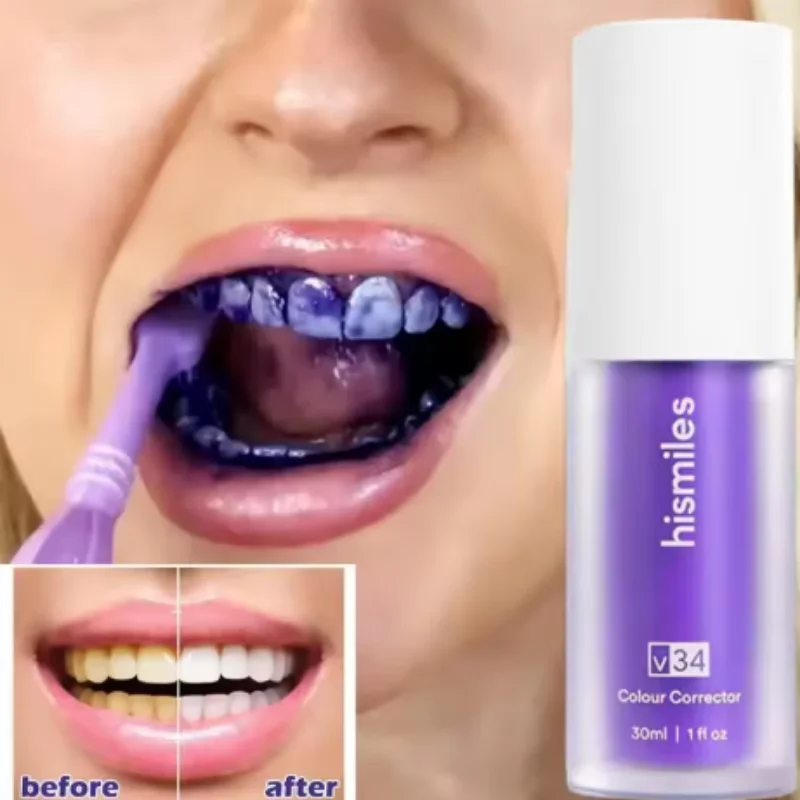 1/3/5/10pcs 30ml V34 SmileKit Purple Toothpaste Removes Tartar Clean Oral Hygiene Fresh Breath Whitening Teeth Care Products thumbnail 6