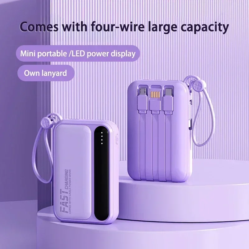 500000mAh Power Bank Large Capacity Built 4 In1 Cables Intelligent Digital Display Portable Battery For iPhone Huawei thumbnail 3