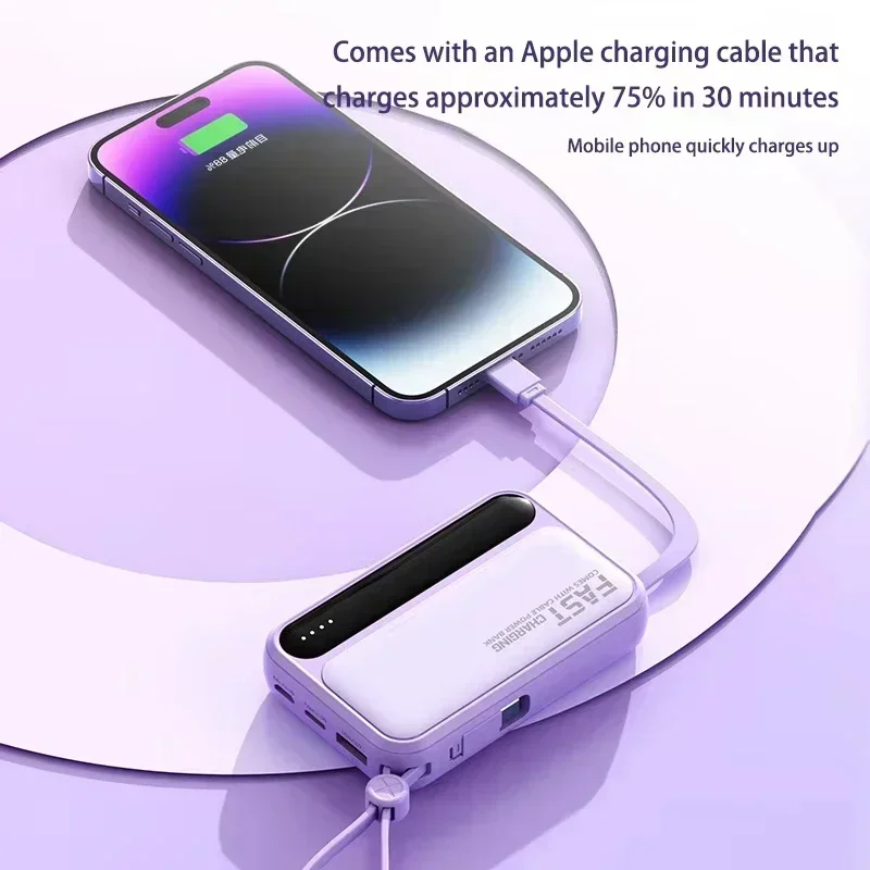 500000mAh Power Bank Large Capacity Built 4 In1 Cables Intelligent Digital Display Portable Battery For iPhone Huawei thumbnail 4
