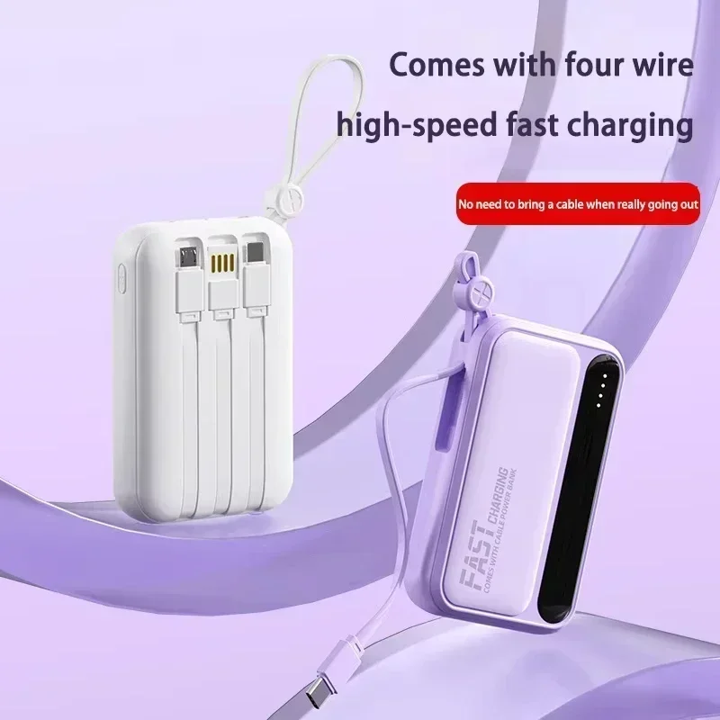 500000mAh Power Bank Large Capacity Built 4 In1 Cables Intelligent Digital Display Portable Battery For iPhone Huawei thumbnail 2