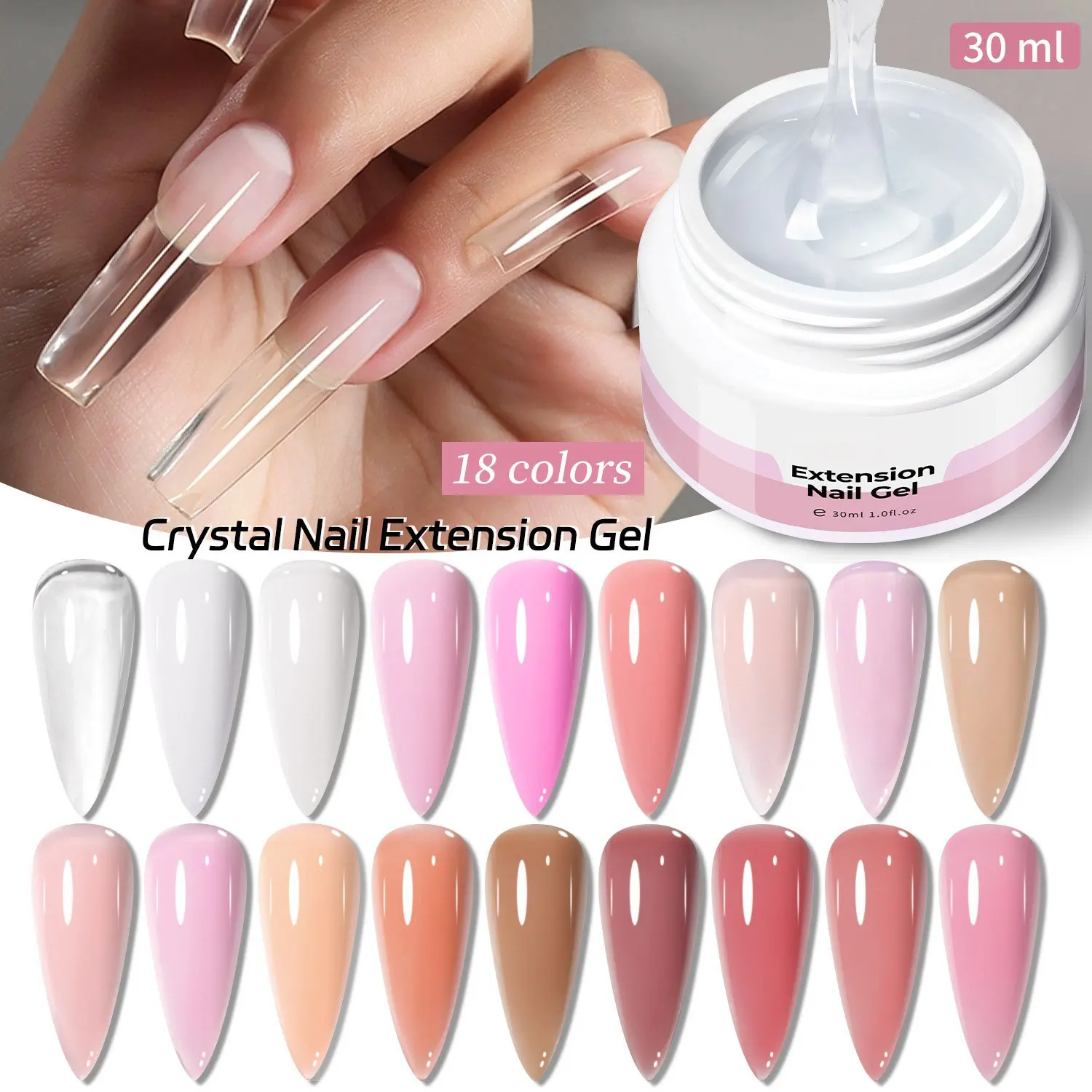 18 Colors 30ml Quick Extension Nail Solid Gel Nude Milk White Gel Nail Polish UV Semi Permanent Nails Art For Manicure Tools thumbnail 2