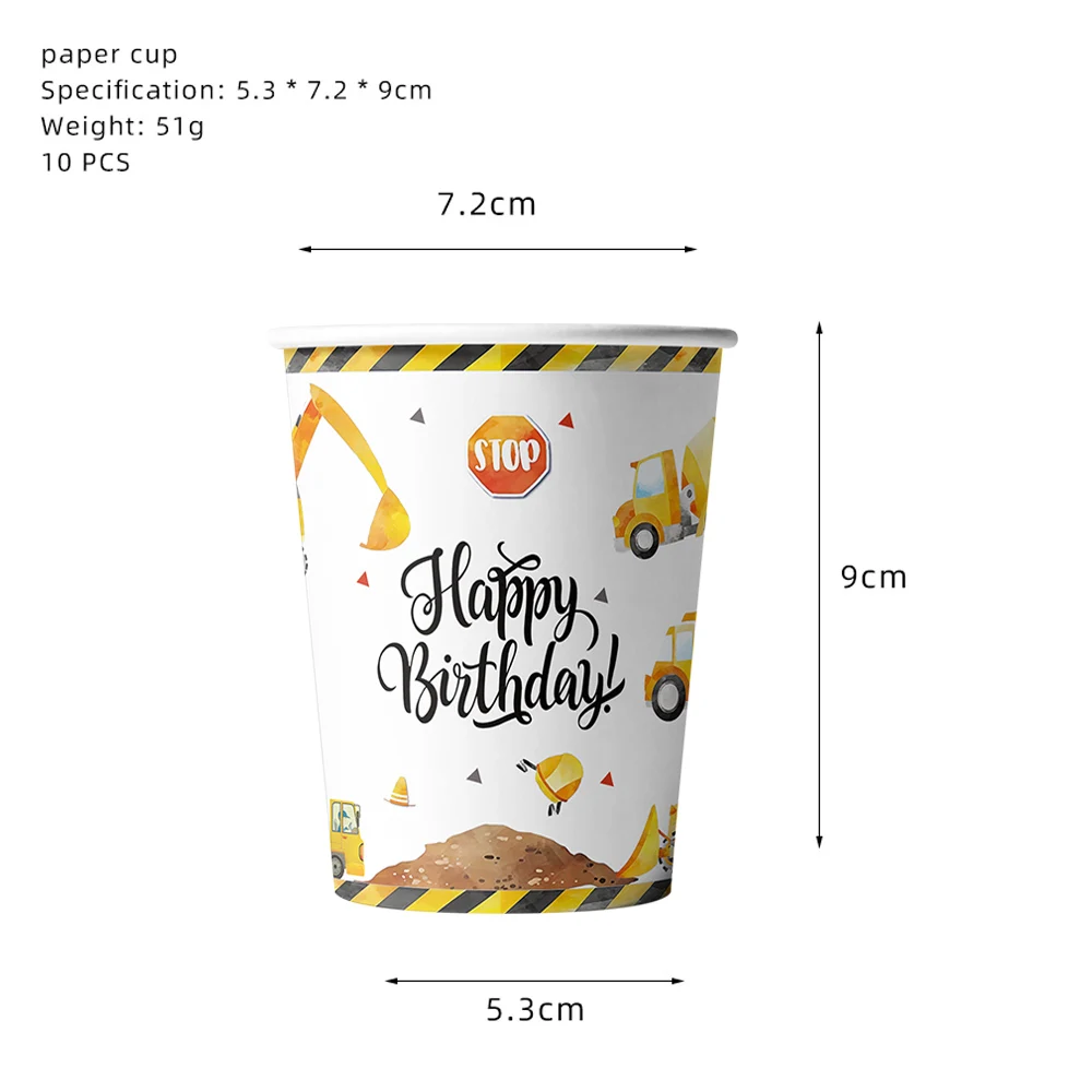 Construction Birthday Party Disposable Tableware Baby Shower Excavator Truck Tractor Construction Kids Birthday Decoration Favor thumbnail 2