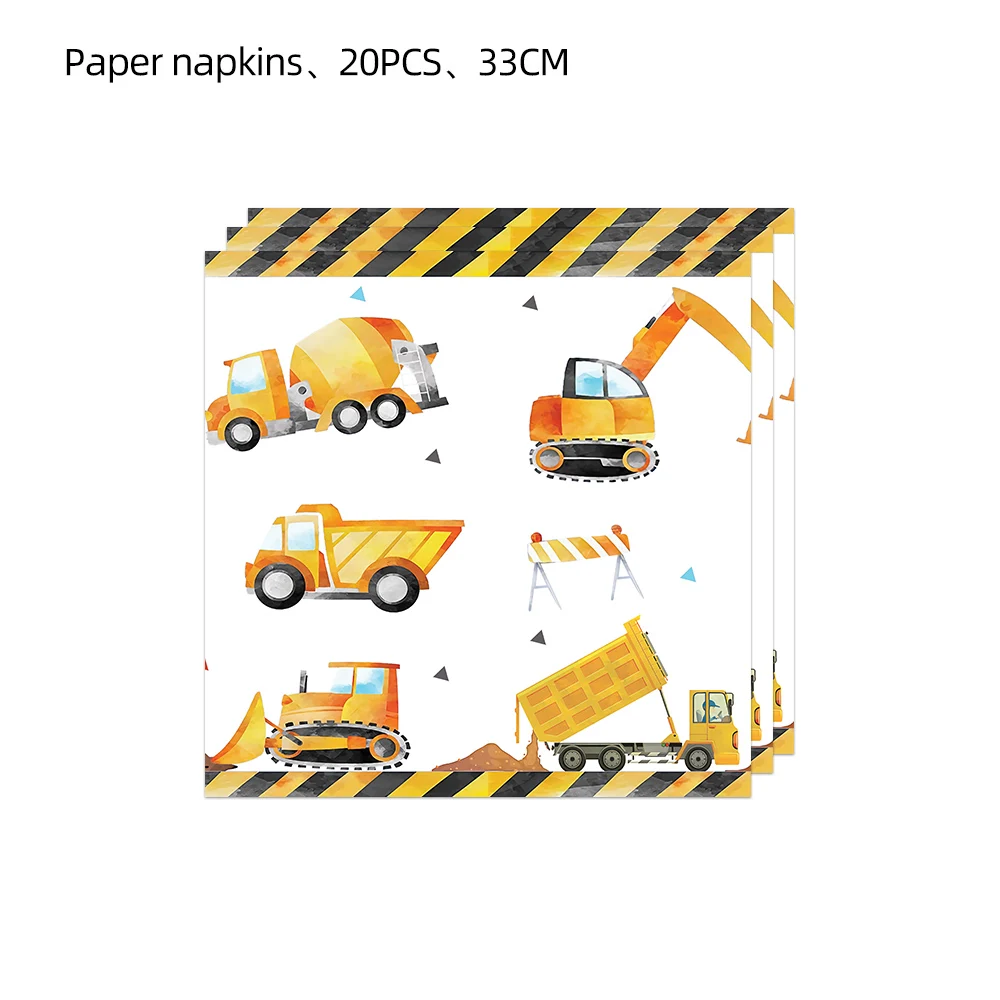 Construction Birthday Party Disposable Tableware Baby Shower Excavator Truck Tractor Construction Kids Birthday Decoration Favor thumbnail 4