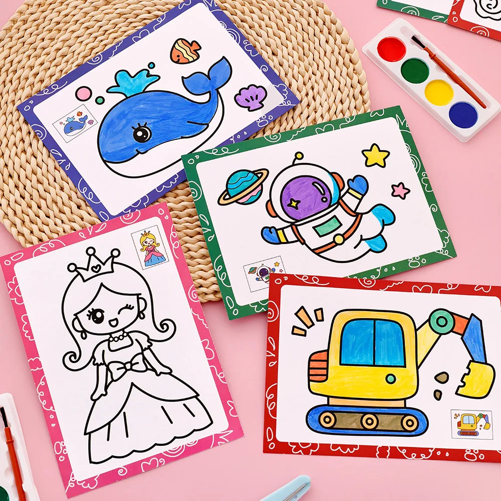 Watercolor Painting Set for Kids Educational Coloring Kit with Brushes Palette Preschool Art Supplies DIY Creative Drawing Gift thumbnail 5