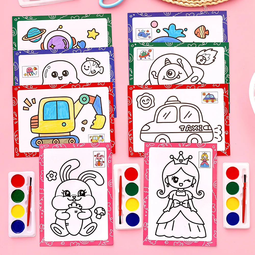 Watercolor Painting Set for Kids Educational Coloring Kit with Brushes Palette Preschool Art Supplies DIY Creative Drawing Gift thumbnail 4