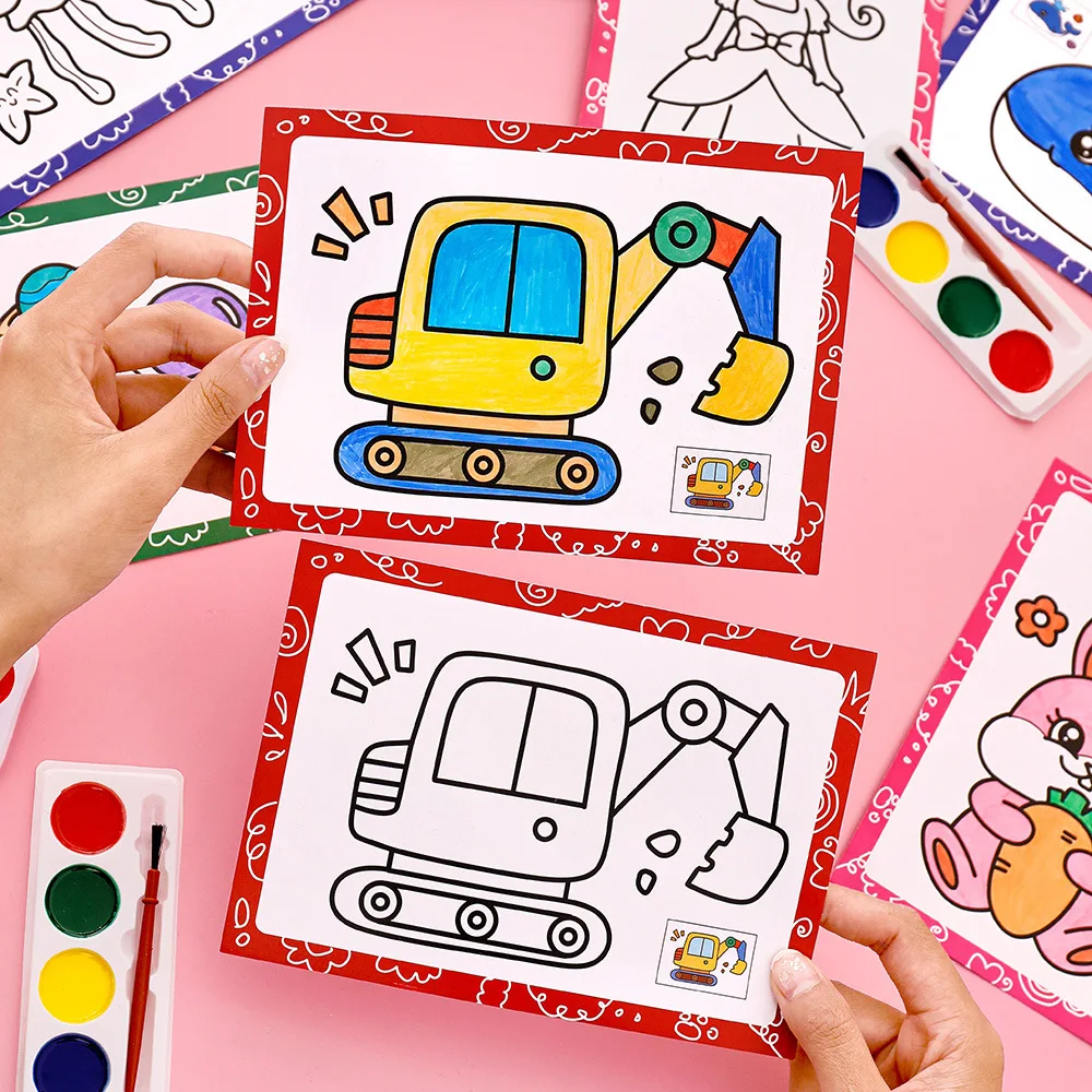 Watercolor Painting Set for Kids Educational Coloring Kit with Brushes Palette Preschool Art Supplies DIY Creative Drawing Gift thumbnail 2