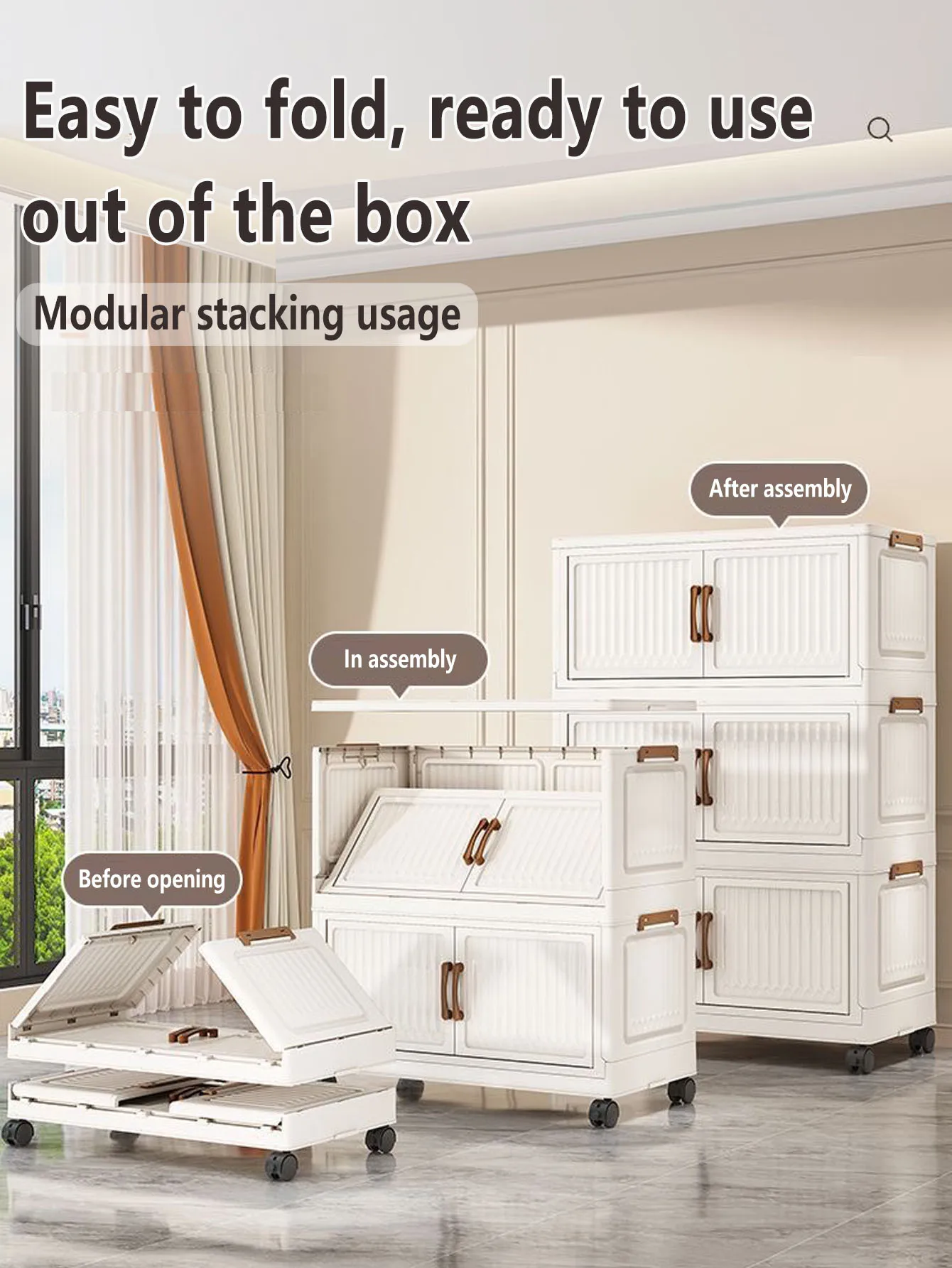 Foldable No-Install Multi-Layer Plastic Baby Wardrobe Clothing Storage Cabinet for Home Living Room Bedroom Storage Box thumbnail 5