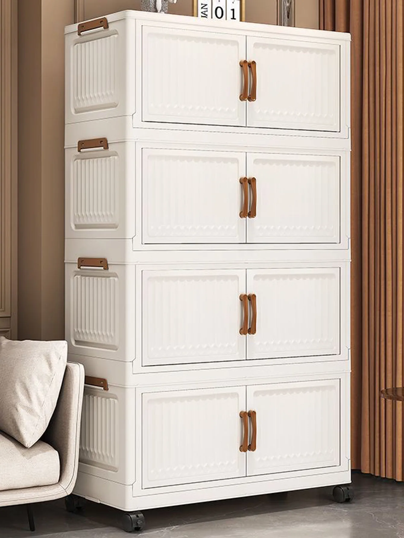 Foldable No-Install Multi-Layer Plastic Baby Wardrobe Clothing Storage Cabinet for Home Living Room Bedroom Storage Box thumbnail 3