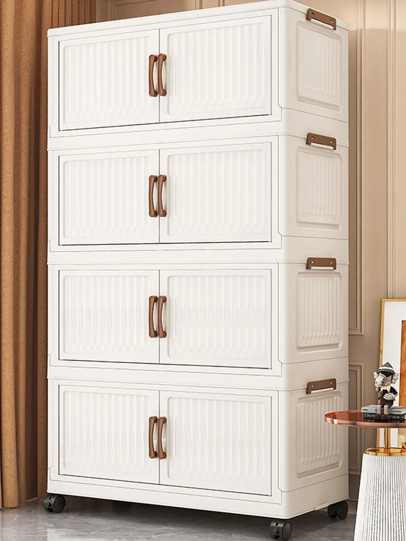 Foldable No-Install Multi-Layer Plastic Baby Wardrobe Clothing Storage Cabinet for Home Living Room Bedroom Storage Box thumbnail 2