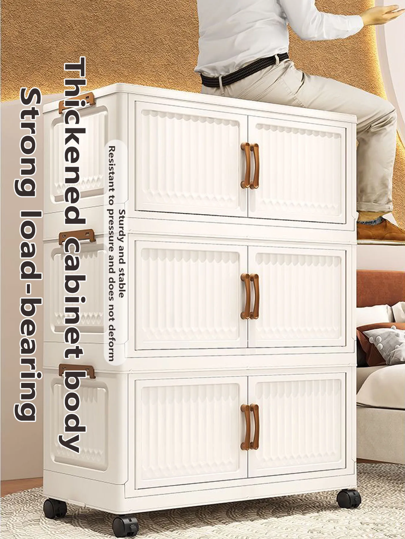 Foldable No-Install Multi-Layer Plastic Baby Wardrobe Clothing Storage Cabinet for Home Living Room Bedroom Storage Box thumbnail 6