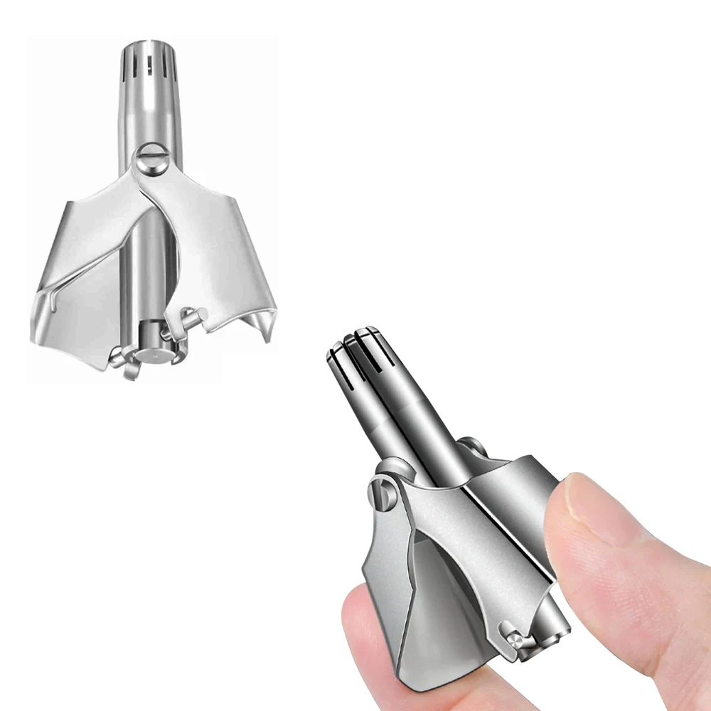New Stainless Steel Nose Hair Trimmer for Men and Women Manual Mechanical Shaving Razor Washable Hair Removal Tool with Brush