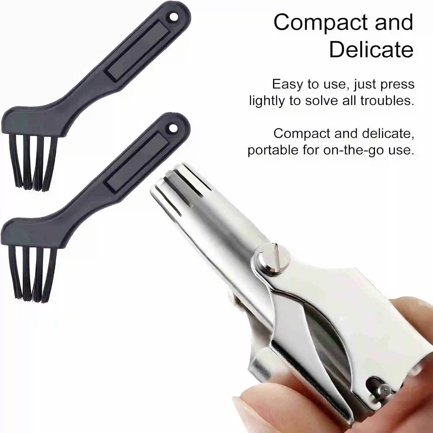 New Stainless Steel Nose Hair Trimmer for Men and Women Manual Mechanical Shaving Razor Washable Hair Removal Tool with Brush thumbnail 3