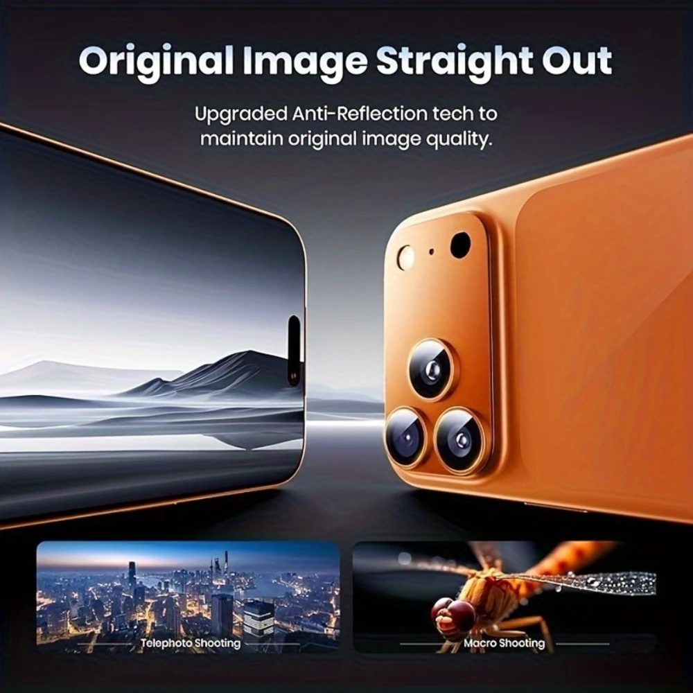 1Pcs Metal Tempered Glass Lens Protector Full Cover Orange Back Camera Protective Film HD for iPhone 17 ProMax 17Pro Camera Lens thumbnail 6