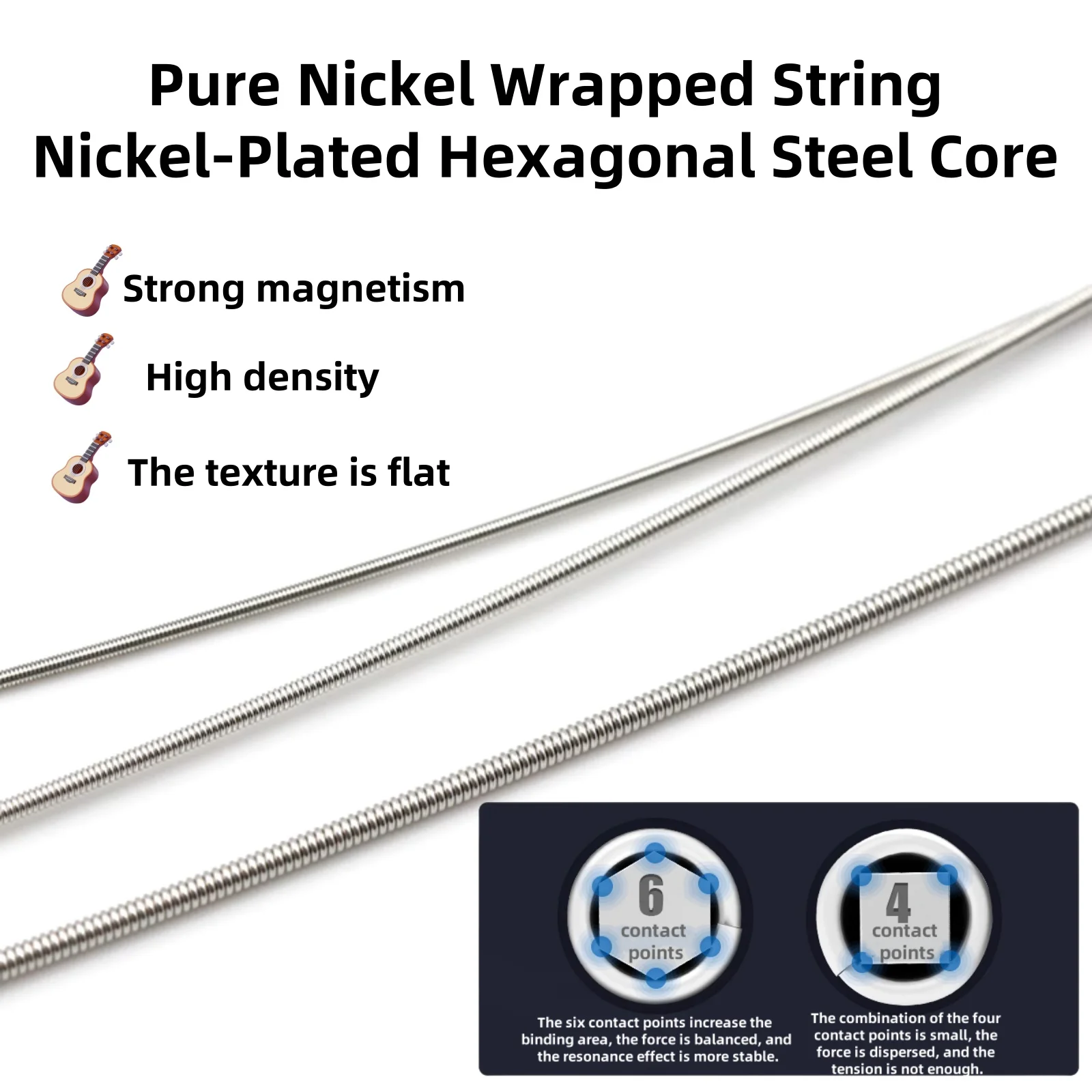 Fixto Electric Guitar Strings 10-46 Gauge Replacement Set Nickel Plated Steel Durable Guitar Strings Set for Electric Guitar thumbnail 6