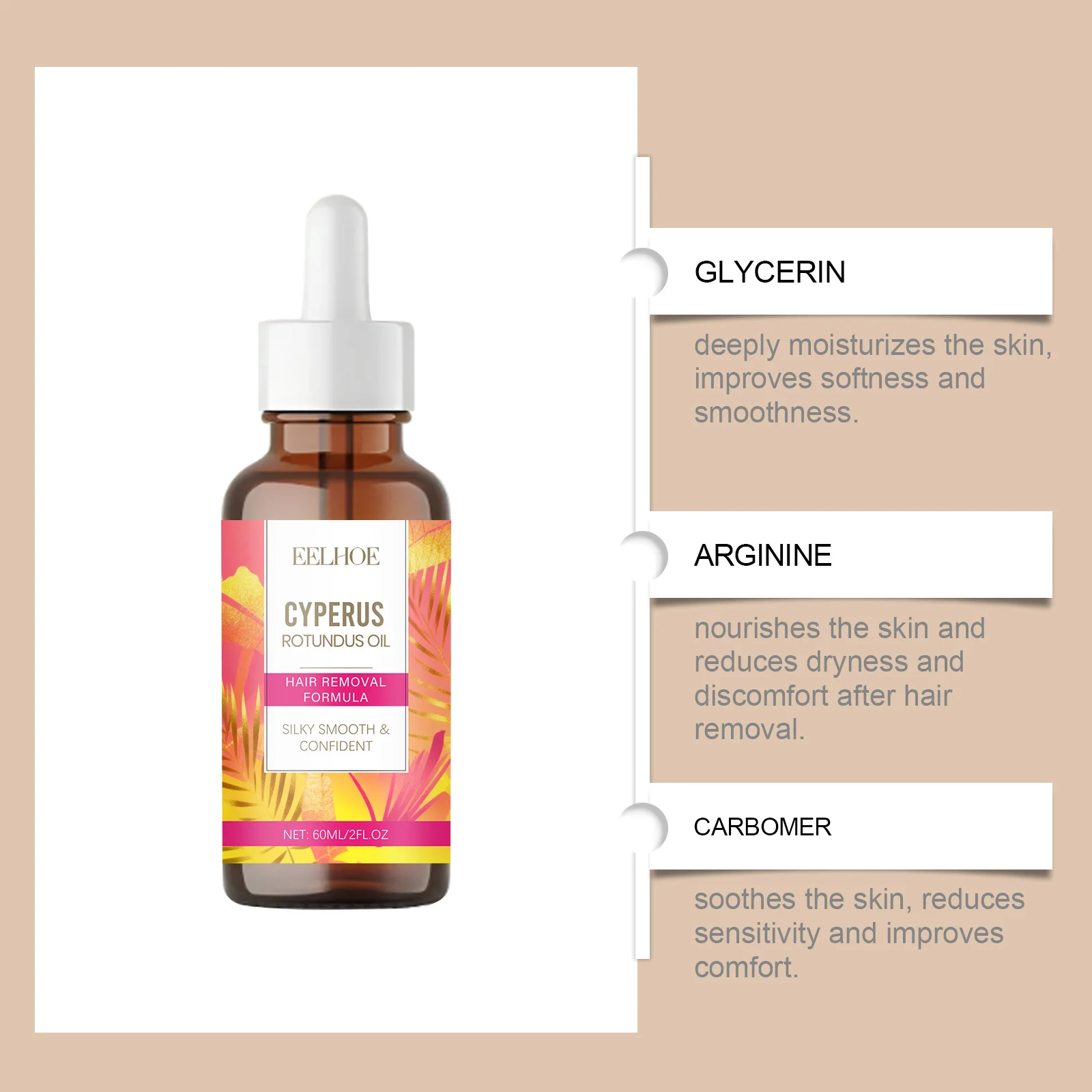 Cyperus Rotundus Oil Body Post Hair Removal Soothing Oil Hair Growth Inhibitor Depilatory After Epilation Care for Smooth Skin thumbnail 5