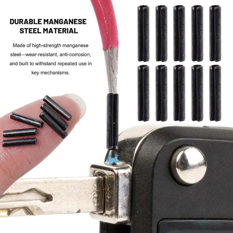 200pcs Car Remote Flip Key Blade Fixing Roll Pin Split Pins Replacement Kit For Ford Peugeot Key Shell Repair Accessories Steel thumbnail 5