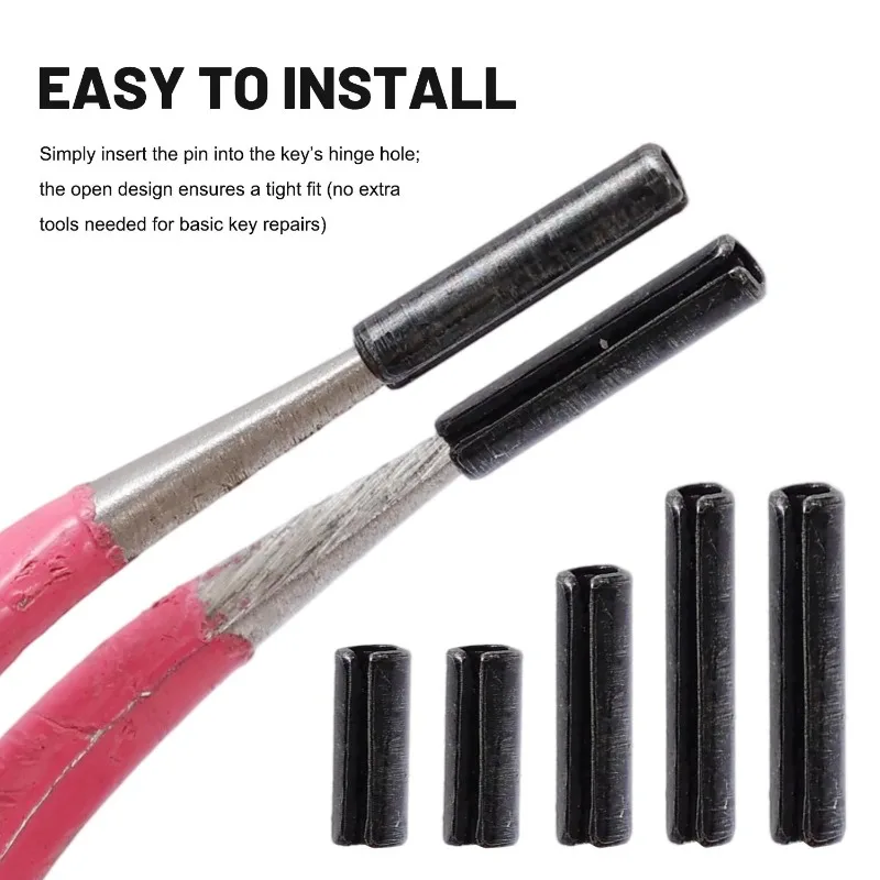 200pcs Car Remote Flip Key Blade Fixing Roll Pin Split Pins Replacement Kit For Ford Peugeot Key Shell Repair Accessories Steel thumbnail 6