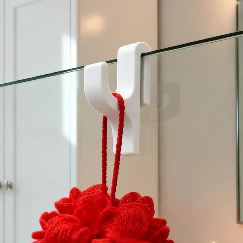 20/1x Shower Door Hooks White Black Glass Door Hooks for 6 Mm Thick Wall Glass Easy To Install Robes Towels Clothing No Drilling thumbnail 4