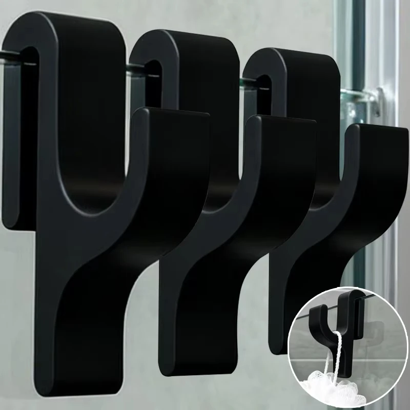 20/1x Shower Door Hooks White Black Glass Door Hooks for 6 Mm Thick Wall Glass Easy To Install Robes Towels Clothing No Drilling thumbnail 2