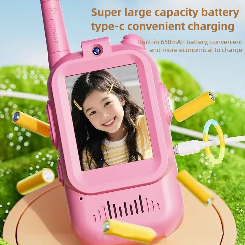 2 PCS Video Walkie Talkie 2" HD Screen USB-C Rechargeable One-Click HD Call Intercom Children Boys Girls Youngman Birthday Gifts thumbnail 3
