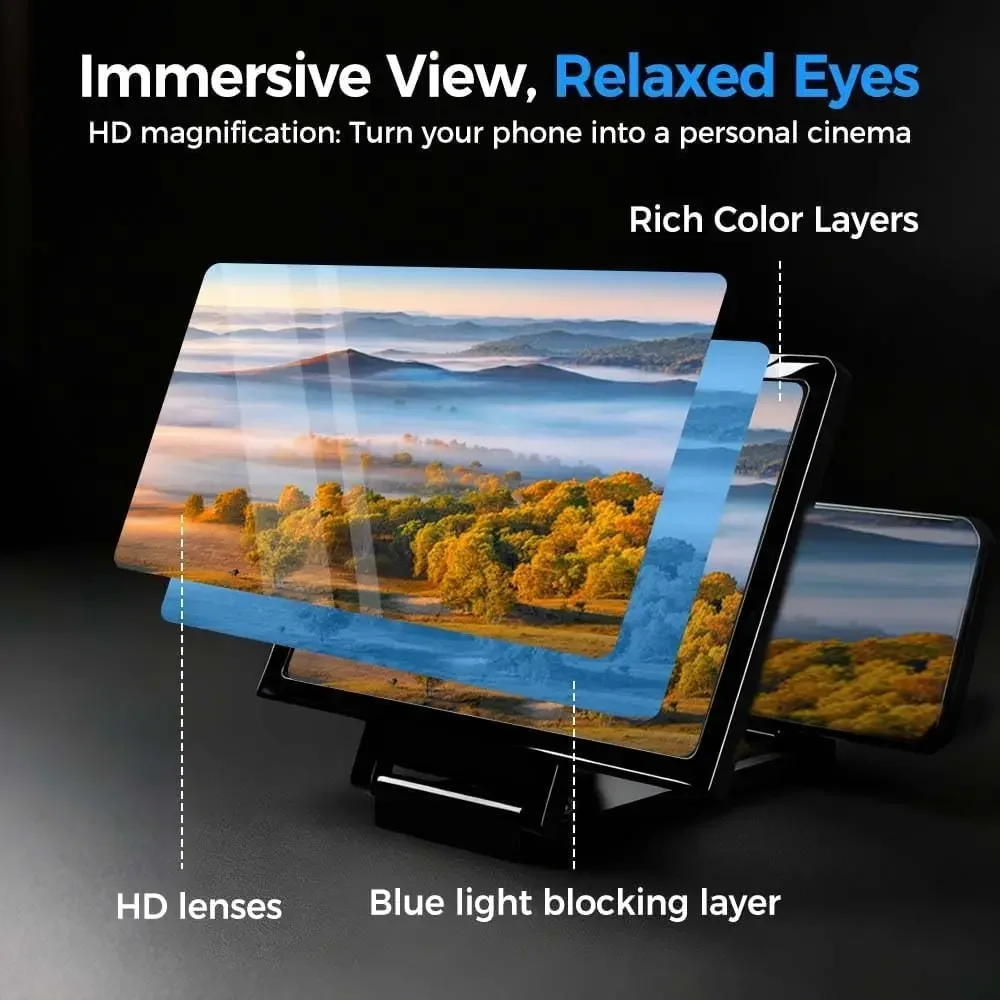 Screen Amplifier Folding Mobile Phone Magnifying Glass HD Stand Video Amplifier Bracket Enlarge Stand Eyes Protection thumbnail 2