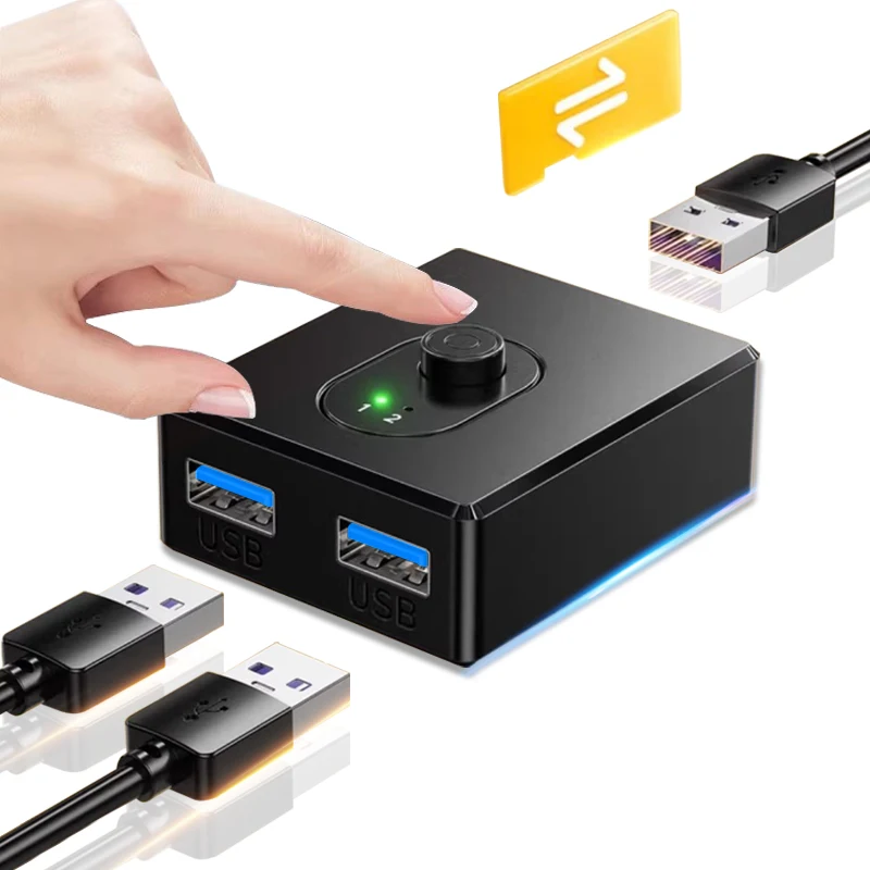 USB3.0 KVM Switch Hub 1x2/2x1 Bi-Directional Switcher USB 3.0 Shared Controller Splitter for PC Printer Keyboard Mouse Computer thumbnail 6