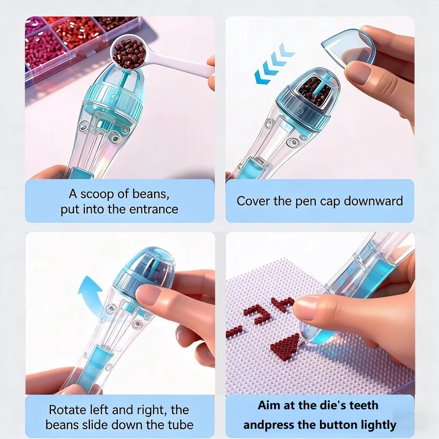 Automatic Bead Pen with Ergonomic Grip, Jewelry Craft Tool for DIY Bracelets, Rhinestone Dispenser Easy Press Beads Tool thumbnail 3